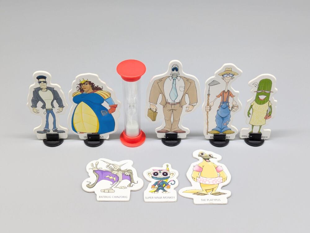 Quelf 2008 Family Edition Board Game Replacement 8 Characters + Timer